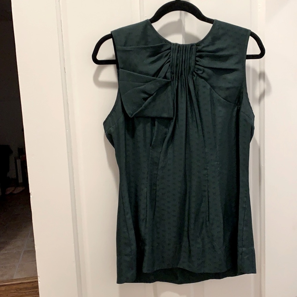 BCBG forest green silk blouse